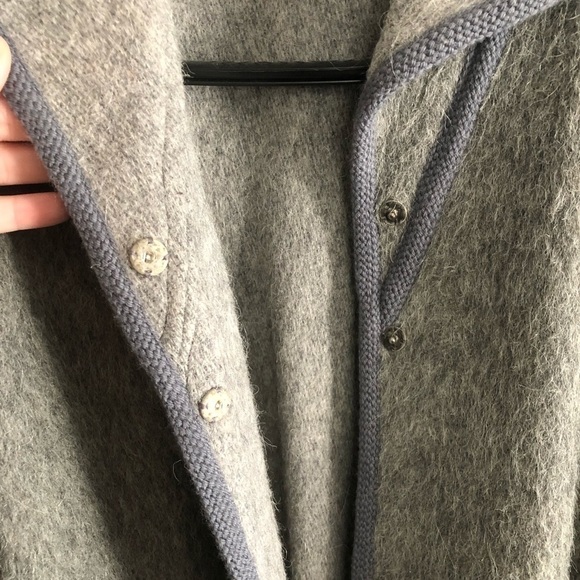 VINTAGE handmade grey wool cape plus size - Picture 6 of 9